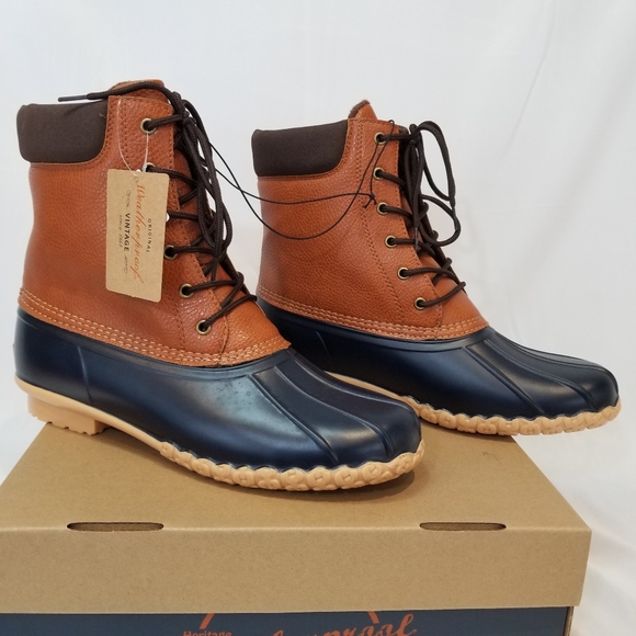Weatherproof Adam Duck Boots Tan Navy 11M - Picture 8 of 16